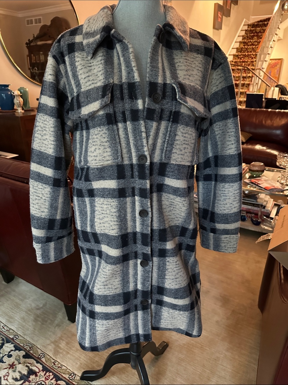 NWT Rails Plaid Wool-Blend Shacket Coat